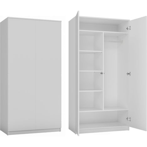 Armoire blanche mate 90 cm avec système TIP-ON - Armoire moderne pour chambre, bureau, couloir (1/5)