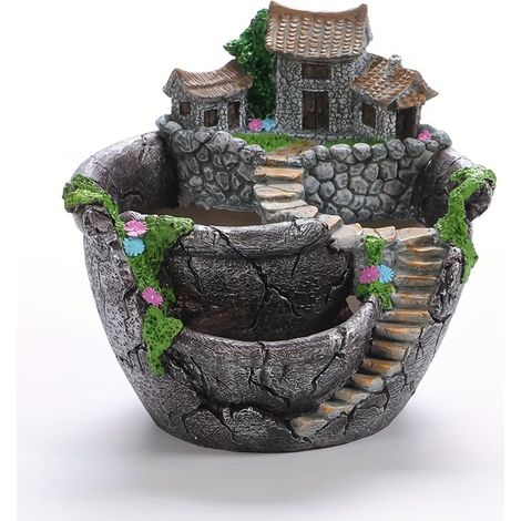 Cache-pot décoratif pour plantes grasses – 17,5 x 17 x 16 cm – Cache-pot vintage à 3 compartiments (1/5)