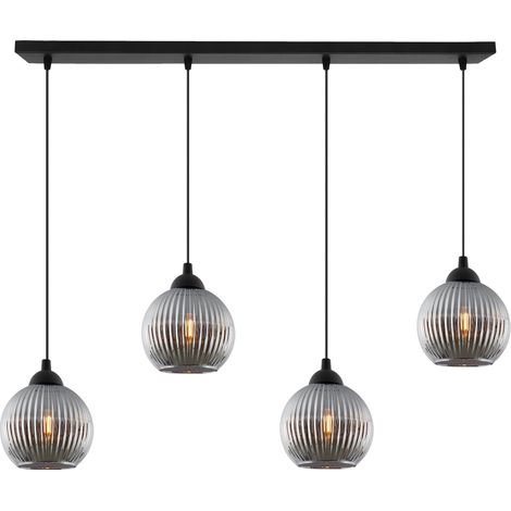 LAMPADA A SOSPENSIONE RIFFLE NERA 4 SFERE PIATTE A FORMA DI GRAFITE E27 (1/5)