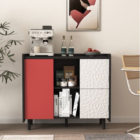 Aparador con 2 cajones y almacenaje MDF 90 cm OKMYHOME (1/5)