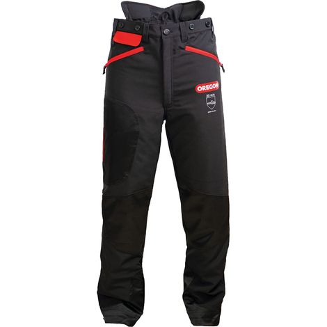Oregon Waipoua - Pantaloni Protettivi per Motosega, Tipo A, Cat. 1, con Protezione Antitaglio, Regolabili, Leggeri, Traspiranti e Rinforzati, Taglia XXL / UE 58-60 - Colori Nero/Rosso(295466/2XL) (1/4)