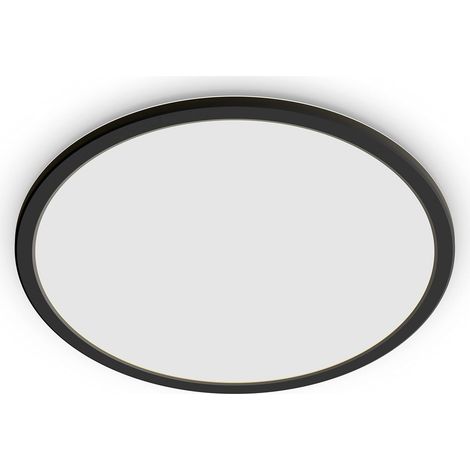 Plafonnier rond à panneau LED SceneSwitch à intensité variable, 3 ambiances différentes, 18W. Idéal pour les salles de bain avec son indice de protection IP44, noir (1/5)