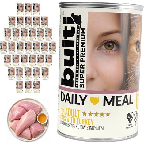 Alimento húmedo BULTI Daily Meal para gatos adultos, sabor pavo, 36 x 400 g. (1/2)