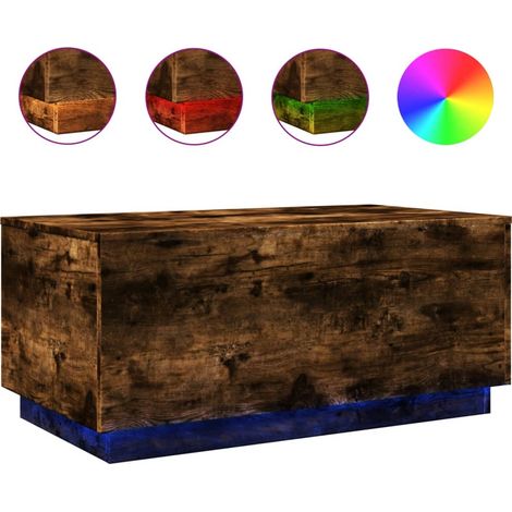 Maison Exclusive - Couchtisch mit LED-Leuchten Räuchereiche 90x50