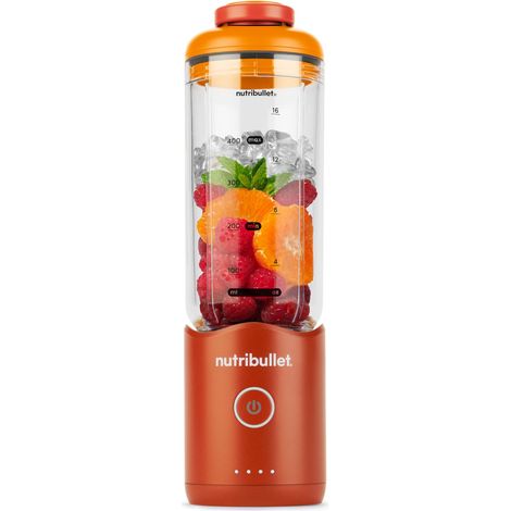 Flex 590ml - Blender Portable pour Smoothies avec Couvercle à Bec, Mixeur Hachoir, Broie Glace et Fruits Surgelés, USB-C, Tasse sans BPA, Facile à Nettoyer, Orange (NBP013OR) (1/5)
