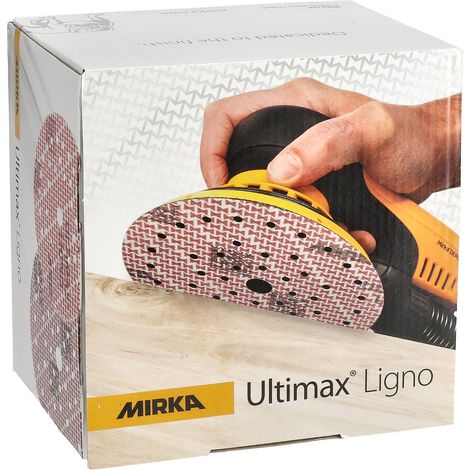 Disques abrasifs auto-agrippants ULTIMAX LIGNO diamètre 150 mm grain 120. boite de 100 - MIRKA FRANCE (1/5)