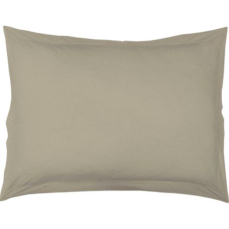 Taie d'Oreiller Unie en 100 % Coton Taupe 50x70 cm