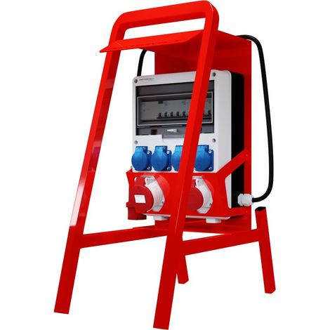 Tableau électrique de chantier sur support de protection Siemens pTD-S/FI SET, portable, avec prises 32 A, 16 A, CEE et MENNEKES, 4x230 V  tableau électrique de chantier, coffret électrique avec prote (1/4)