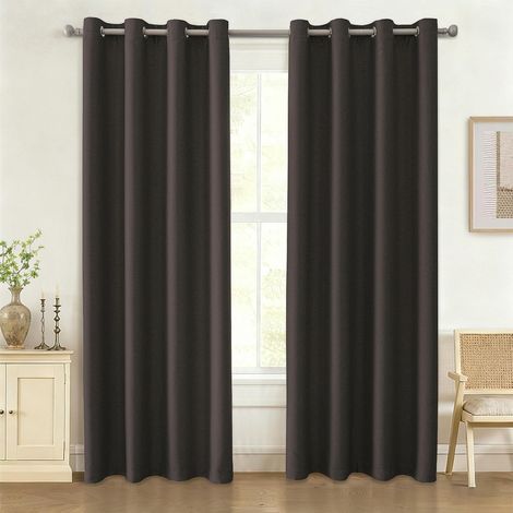 Lot De 2 Rideau Occultant Effet Lin, Isolant Thermique Et Phonique, 140x240 Cm, Pour Salon Et Chambre (1/5)