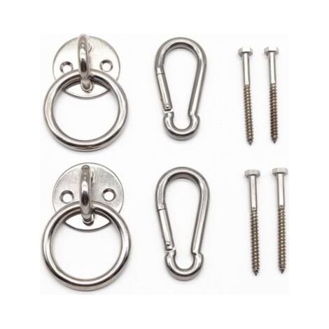 Kit de suspension pour hamac d’intérieur avec crochets mousquetons et vis en acier inoxydable (1/5)