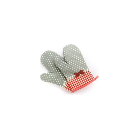 Set mit 2 hitzebeständigen Ofenhandschuhen aus Baumwolle mit Blumenmuster, für Backofen und Pfannen. – Crezuo