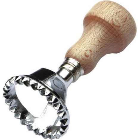 Zaseves stampo tondo per ravioli medio, 48 mm in zama , manico legno