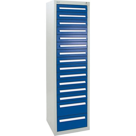 Stumpf Schubladenschrank Serie T-100/35-5, 15 Schubladen enzianblau (13x100, 2x200mm) (1/3)