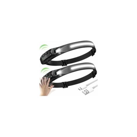 2er-Pack LED-Stirnlampen, LED-Stirnlampen mit Sensor, wasserdichte, USB-aufladbare LED-Stirnlampen – Crezuo
