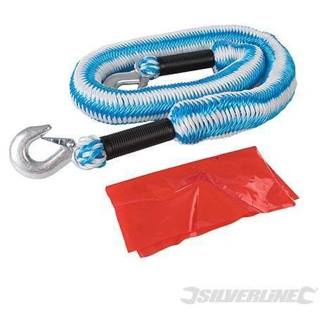 Fune corda da traino 2t elasticizzata Silverline 1,75 - 4 m con ganci fucinati