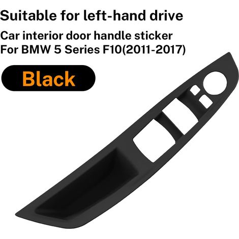 (Noir, conduite à gauche - pour Série 5 F10) Convient aux BMW Série 5 F10 F11 520i 520D 523i 525i 528i 530i (2010-2017) - Plaque de poignée de porte intérieure décorative en fibre de carbone ABS (1/4)
