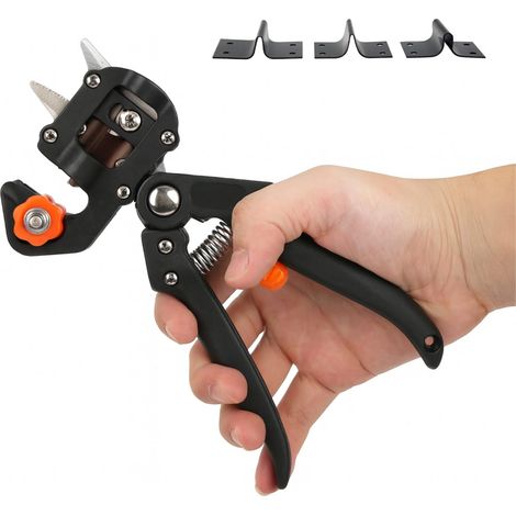 Cesoie manuali da giardino per innesto e potatura di rami fino a 12 mm - Forbici dotate di impugnatura ergonomica e 3 lame intercambiabili (V, U e Ω) per innesti precisi e professionali (1/5)