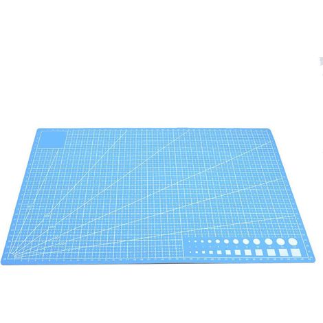 Planche à découper en PVC quadrillé A3, papier auto-cicatrisant, planche à découper en cuir et tissu (bleu) (1/5)