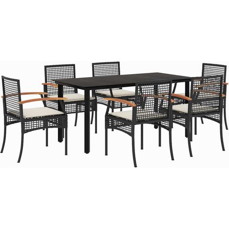 Maison Exclusive - Set de comedor de jardín 7 pzas y cojines ratá (1/5)