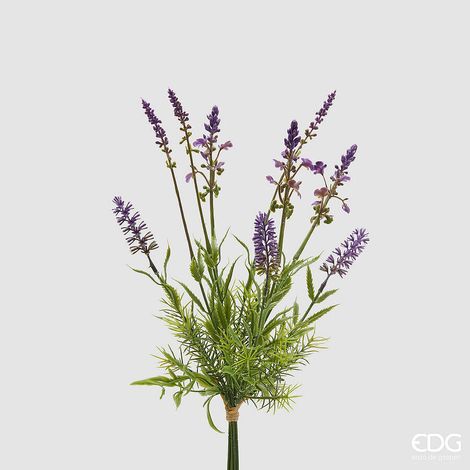 EDG Enzo De Gasperi Pianta Artificiale Lavanda Cespuglio con Foglie H 36 Cm – Lavanda Decorativa Realistica Design Naturale