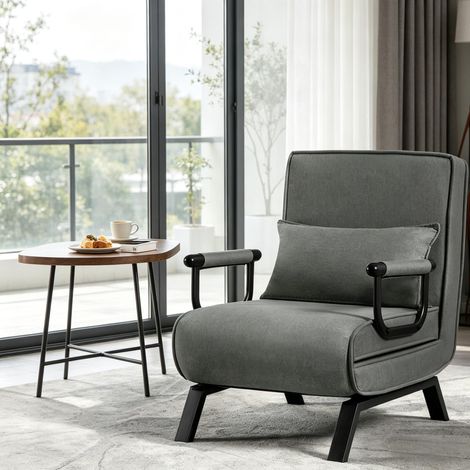Fauteuil convertible élégant, chaise lounge extensible avec dossier réglable, lit d'appoint pour salon, assise moderne et confortable, usage TV ou repos, modèle unique. (1/5)