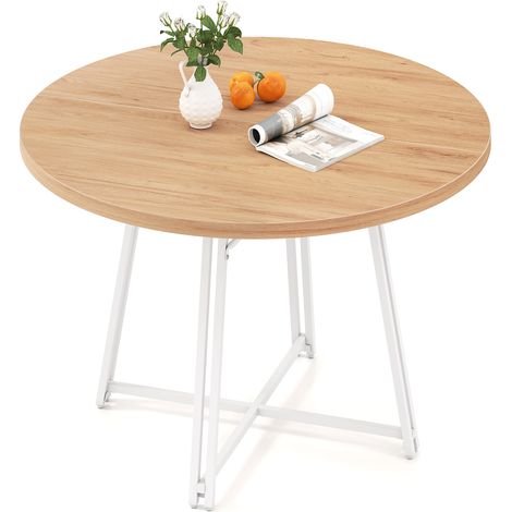 COSTWAY 47 Inch Dining Table Round Kitchen Table for 4-6 People-Natural (1/5)