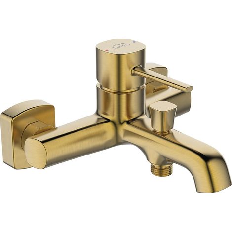 Laveo Pola Wandarmatur für Badewanne, gebürstetes Gold, ohne Montagesatz (1/3)