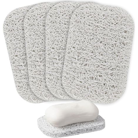Lot de 4 supports porte-savon blancs sans BPA, faciles à nettoyer et adaptés à la douche, la cuisine, la salle de bain et les voyages. (1/5)