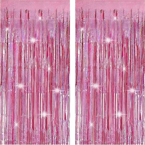 Lot de 2 Rideaux à Paillettes Roses avec Effet Lumière Laser (1x2m), Décoration Brillante pour Scènes de Fête