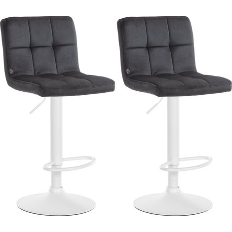 Set di 2 sgabelli da bar in velluto nero con cuciture decorative in metallo bianco piede a tromba 100004405