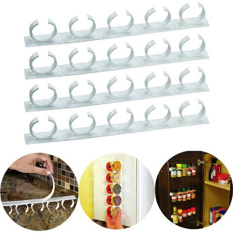Set 4 strisce con 5 clip porta spezie adesive su tutte le superfici (1/3)