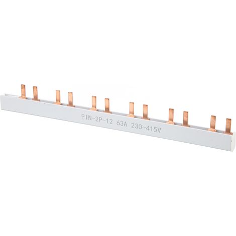 Barre omnibus en cuivre à broches, 63 A, 2 pôles, 12 voies, gaine PVC, bonne conductivité, pour boîte de distribution de disjoncteurs 230-415 V
