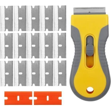 Set of 18 Super No Scratch Plastic Scrapers for Glass Ceramic Hob, Metal and Plastic Blades for Floor and Glass Cleaning (1/5)