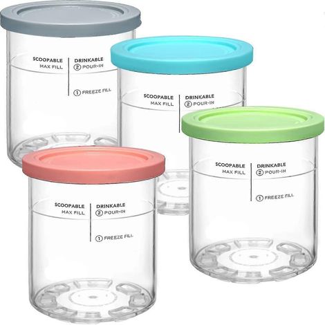 Pour les pots et couvercles Ninja Creami Deluxe, lot de 4 pots et couvercles de rechange compatibles avec les sorbetières Ninja NC501 et NC500 (1/5)