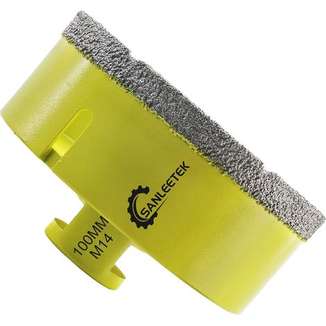 Foret Diamant Carrelage 100mm Brasé Sous Vide Scie Cloche Diamant pour Céramique Porcelaine Marbre Granit Perçage à Sec M14 Filetage (1/5)