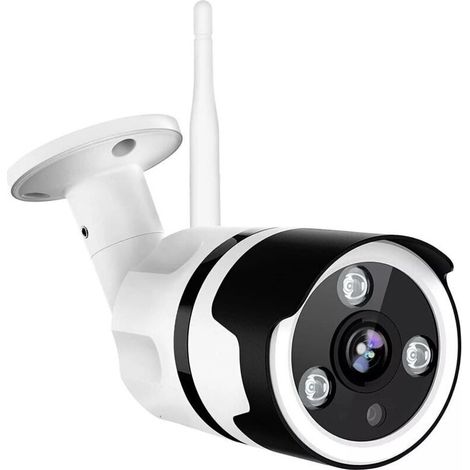 Caméra de surveillance extérieure Wi-Fi, vidéosurveillance Full HD 1080p, compatible avec Alexa, caméra réseau Wi-Fi, avec vision nocturne, détection de mouvement humain et autres fonctions. (1/4)