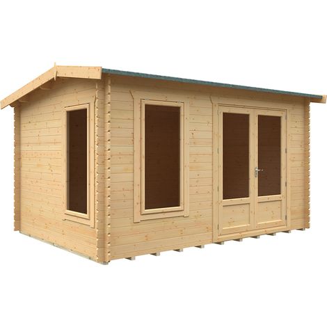 14x10 The Longleat 28mm Cabin - L415 x W295 x H247 cm - Solid Wood/Softwood/Pine - Natural