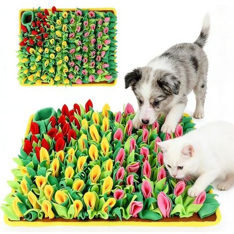 Schnüffelmatte für Hunde, 60 x 40 cm, geistig anregend, reguliert die Fressgeschwindigkeit, fördert den Geruchssinn (Fleece) (1/5)
