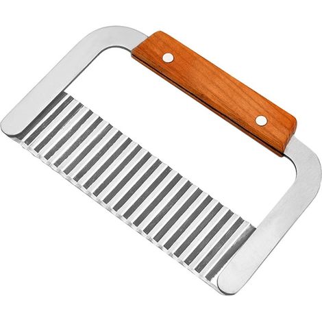Coupe-Pommes de Terre Crinkle - Lame en Acier Inoxydable - Poignée en Bois - Pour Frites Onctueuses Maison - 1 Pièce (1/5)