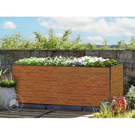 GFP Huerto urbano Jardinera Aluminio Christina - 195 x 99 x 77 cm Estructura estable y resistente a la intemperie con perfiles de cámara hueca de aluminio - óptica de madera - Hecho en Austria (1/3)
