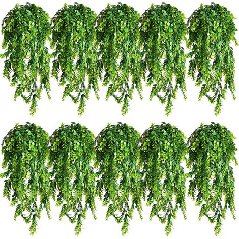 AUTRUCKER 10 pièces de décoration murale extérieure pour la maison, plantes vertes artificielles d'extérieur (1/4)