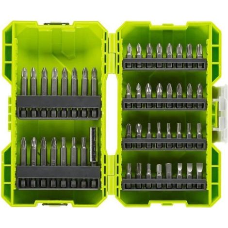 RYOBI - Coffret empilable 48 accessoires de vissage : 32 embouts 25 mm + 15 embouts 50 mm SL / PH / PZ / HEX / T - RAK48SSD