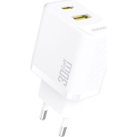USB-A/USB-C GaN PD 30W Wandladegerät – Weiß