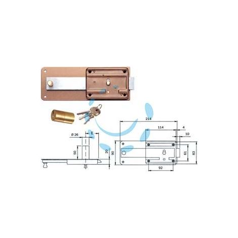 FERROGLIETTO APPLICARE CON CATENACCIO CILINDRO FISSO 315 - mm.50 (315505)