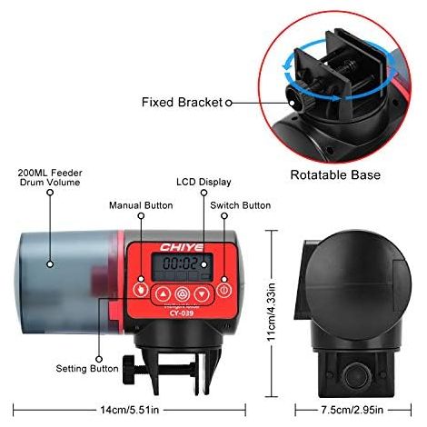 Distributeur automatique de nourriture pour poissons avec minuterie programmable pour aquarium (1/5)