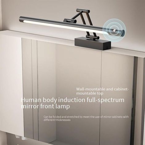 LED Salle de Bain Lampe Murale avec Détecteur de Mouvement Applique Murale Rotative 180° Éclairages Murales 6000K Miroir Lampe Murale Chambre Salon Cuisine (50cm) [Classe énergétique A+++] (1/3)