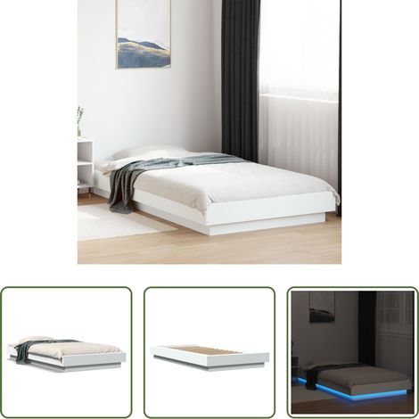 vidaXL Lits LED RVB - Cadre de lit avec lumières LED sans matelas blanc 90x200 cm (1/5)