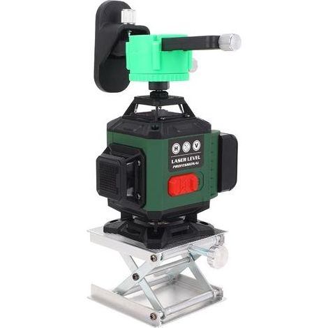Niveau laser vert d'extérieur, niveau de construction 3D multifonctionnel 16 lignes, nivellement à 3 degrés, 2 batteries, support pivotant avec trépied, télécommande (1/4)