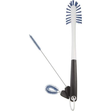 kit de nettoyage pour bouteilles 3 en 1 , Brosse de nettoyage, Petite brosse et goupillon, Bleu (1/5)