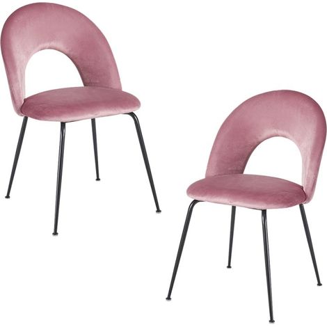 Packs Sillas Comedor - Pack 2 Sillas Dawa Black Terciopelo - Rosa (1/4)